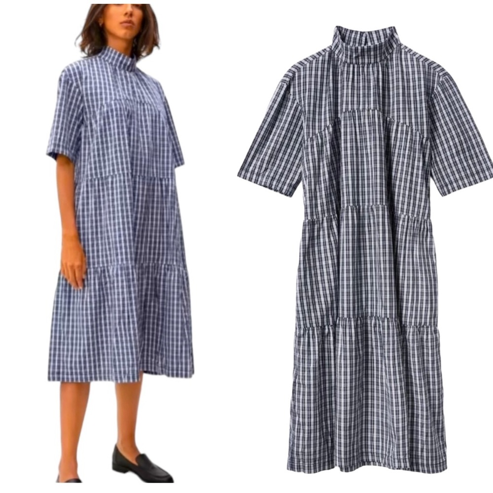 Everlane Blue and White Gingham Midi Dress